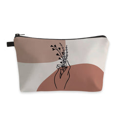 Hand & Floral Pattern Makeup Bag Cosmetic Bag For Women