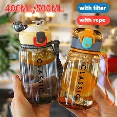 400ML 500ML Portable Water Bottle Large Capacity Leakproof Lock