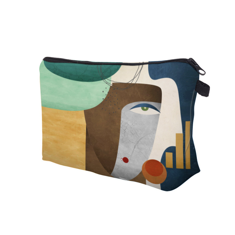 Abstract Figure Makeup Bag - Waterproof Travel Toiletry Bag for Women