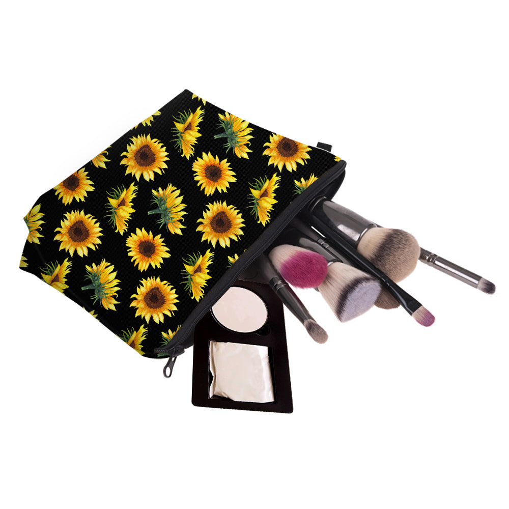 Sunflower Flowers Cosmetic Bag Waterproof Makeup Toiletry Pouch