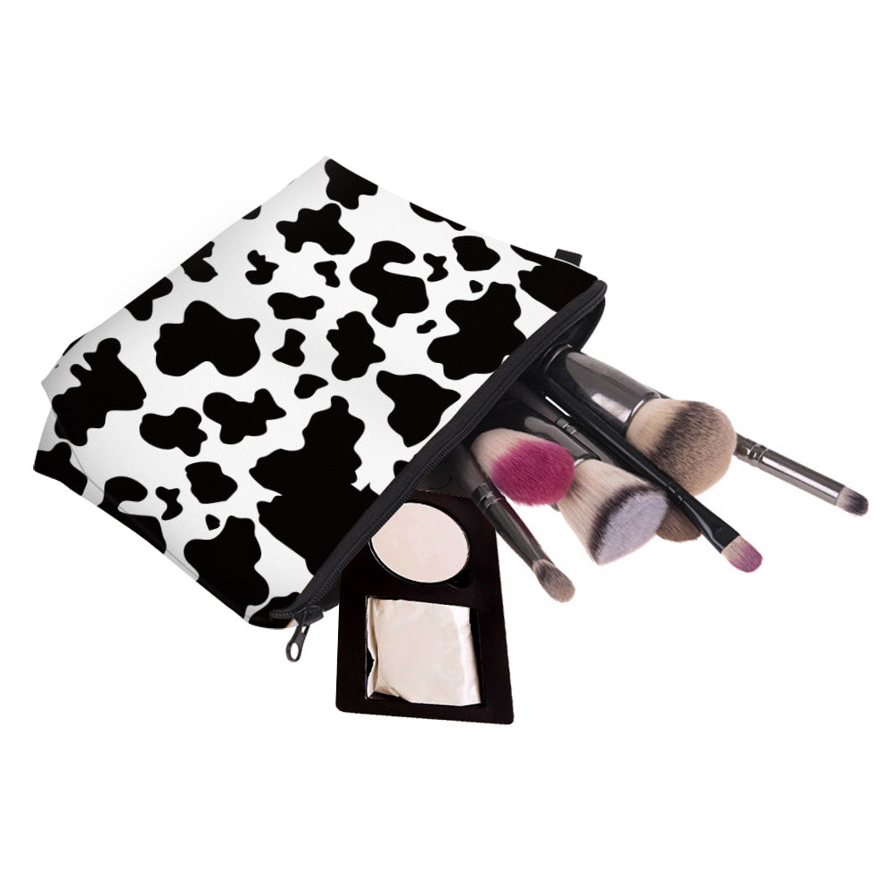 Cow Pattern Cosmetic Bag for Women Makeup Toiletry Organizer Gift