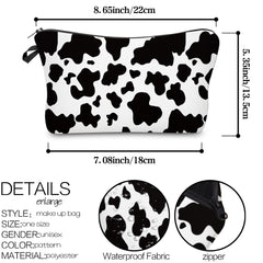 Cow Pattern Cosmetic Bag for Women Makeup Toiletry Organizer Gift