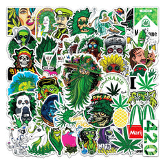 50pcs Weed Leaves Characters Graffiti Stickers Waterproof for Motorcycle Luggage