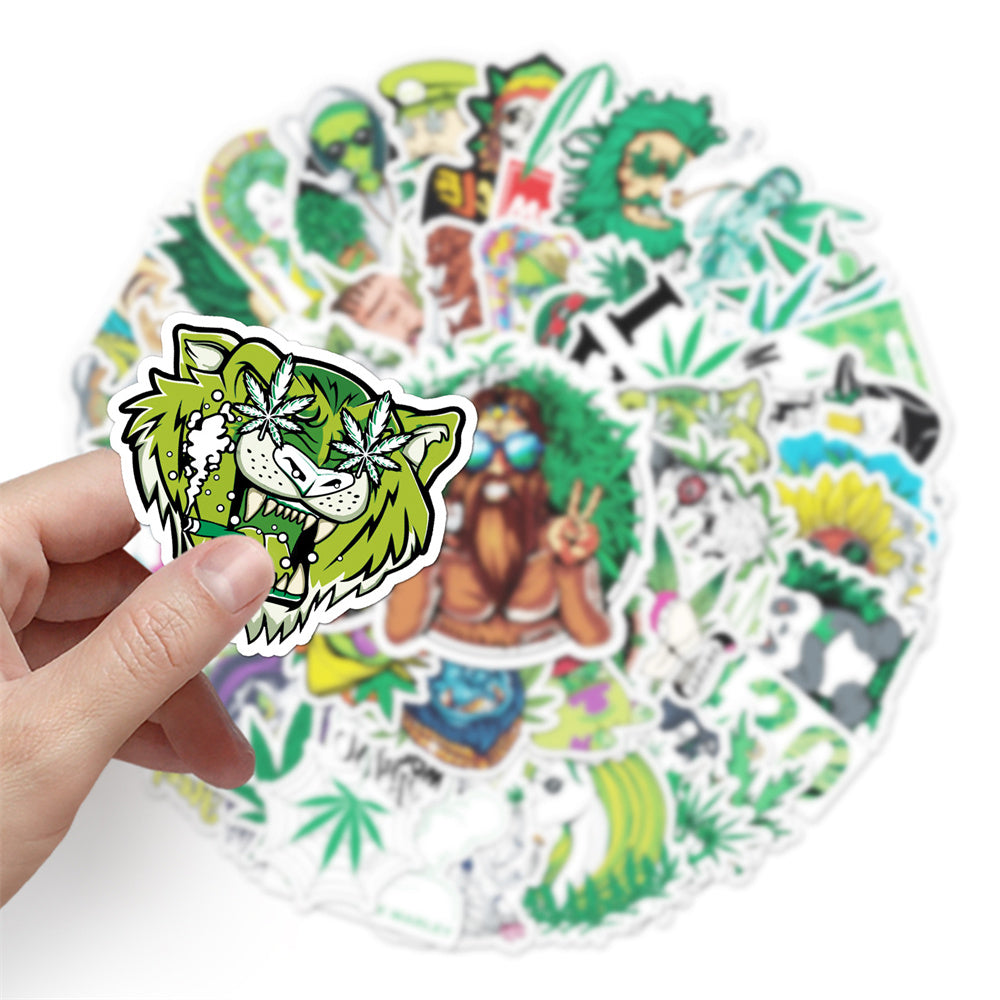 50pcs Weed Leaves Characters Graffiti Stickers Waterproof for Motorcycle Luggage