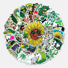 50pcs Weed Leaves Characters Graffiti Stickers Waterproof for Motorcycle Luggage