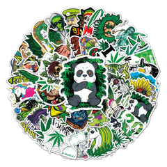 50pcs Weed Leaves Characters Graffiti Stickers Waterproof for Motorcycle Luggage