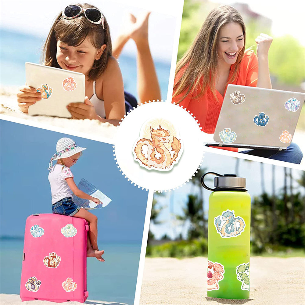 50pcs Cartoon Dragon Doodle Sticker for Bike Skateboard Car Laptop
