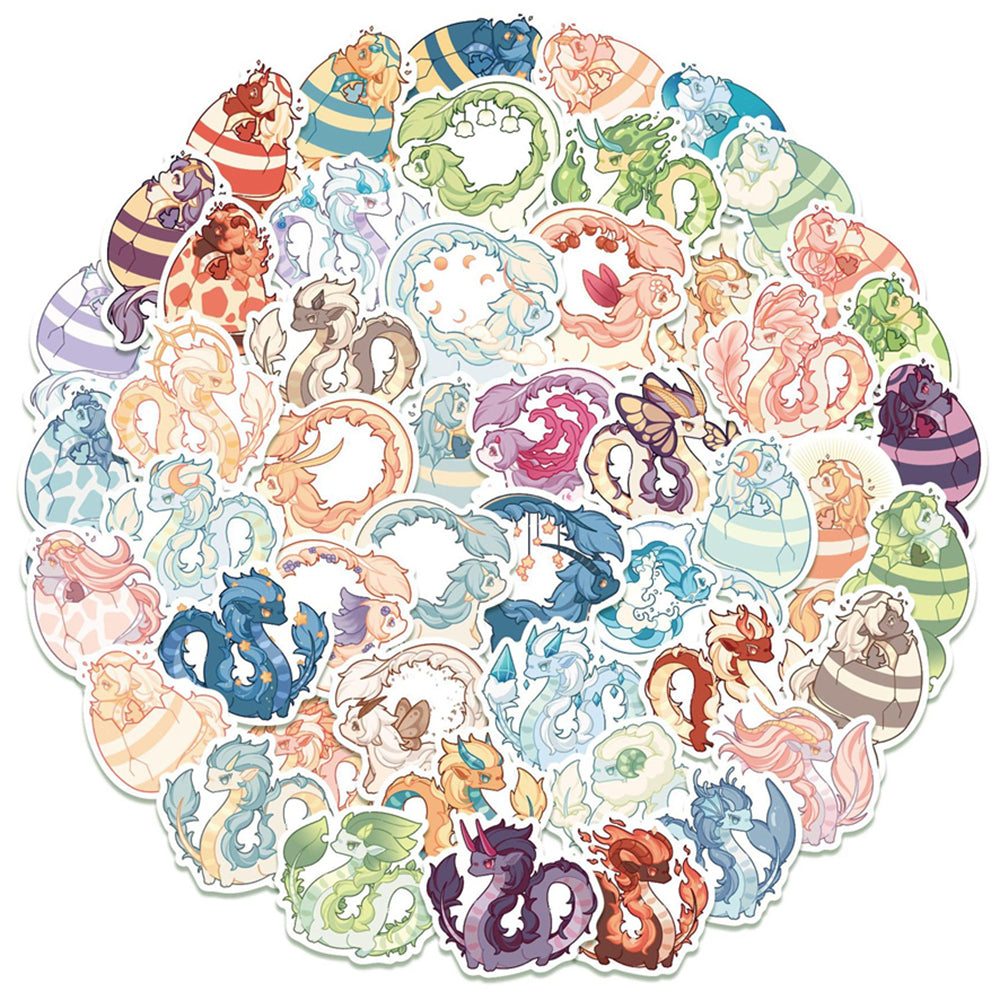50pcs Cartoon Dragon Doodle Sticker for Bike Skateboard Car Laptop