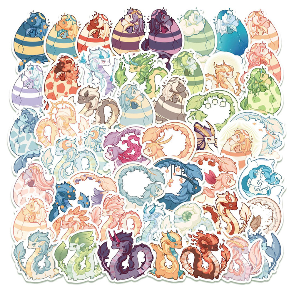 50pcs Cartoon Dragon Doodle Sticker for Bike Skateboard Car Laptop