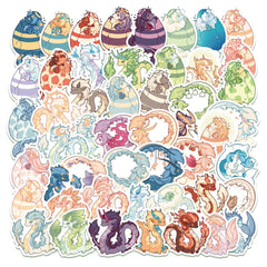 50pcs Cartoon Dragon Doodle Sticker for Bike Skateboard Car Laptop