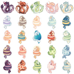 50pcs Cartoon Dragon Doodle Sticker for Bike Skateboard Car Laptop