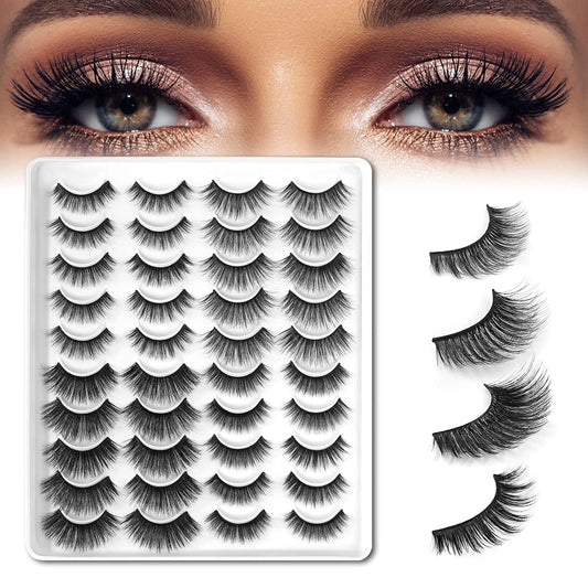 20 Pairs Cat Eye False Eyelashes Dramatic Curling Faux Mink Lashes