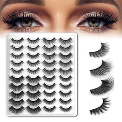 20 Pairs Cat Eye False Eyelashes Dramatic Curling Faux Mink Lashes