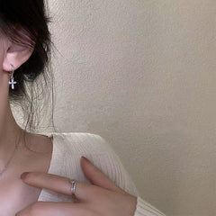 Zircon Crystal Cross Earrings for Girls