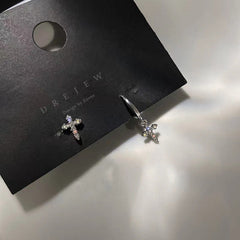 Zircon Crystal Cross Earrings for Girls