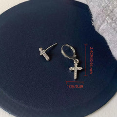 Zircon Crystal Cross Earrings for Girls