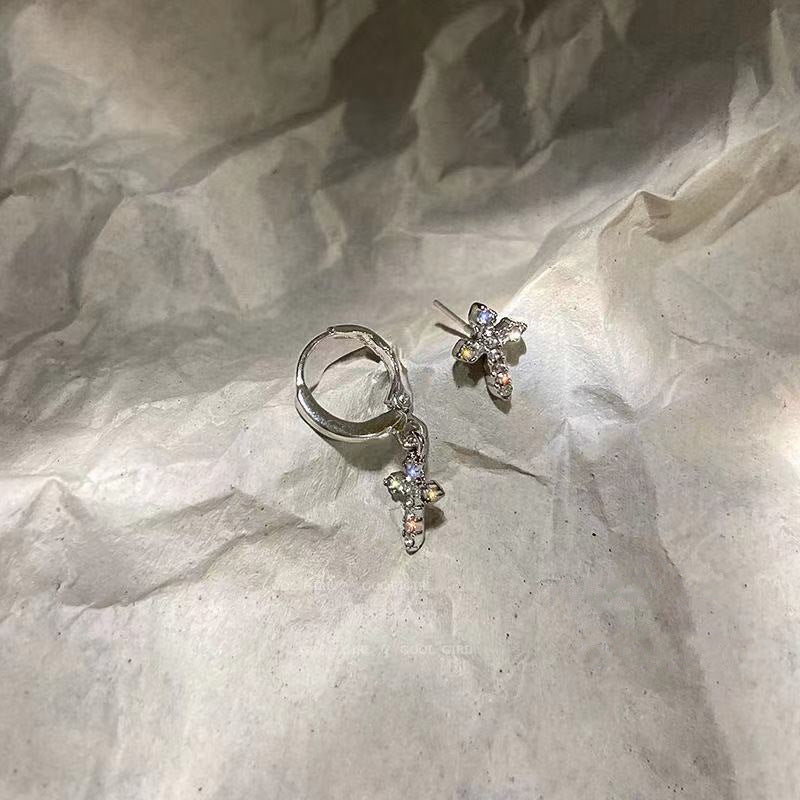 Zircon Crystal Cross Earrings for Girls