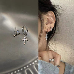 Zircon Crystal Cross Earrings for Girls