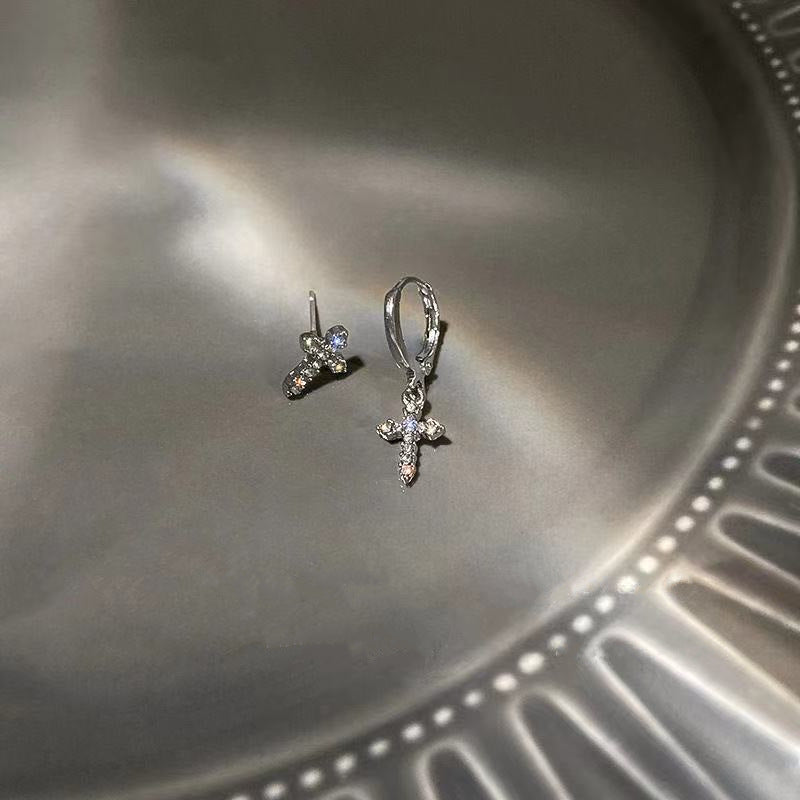 Zircon Crystal Cross Earrings for Girls