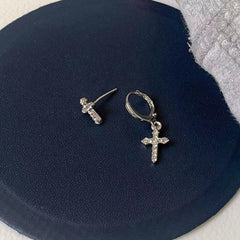 Zircon Crystal Cross Earrings for Girls