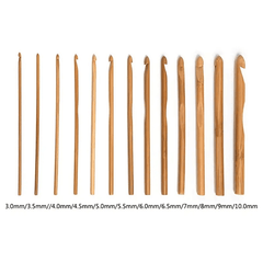 12pcs Bamboo Crochet Hook Knit Needle Set 3-10mm
