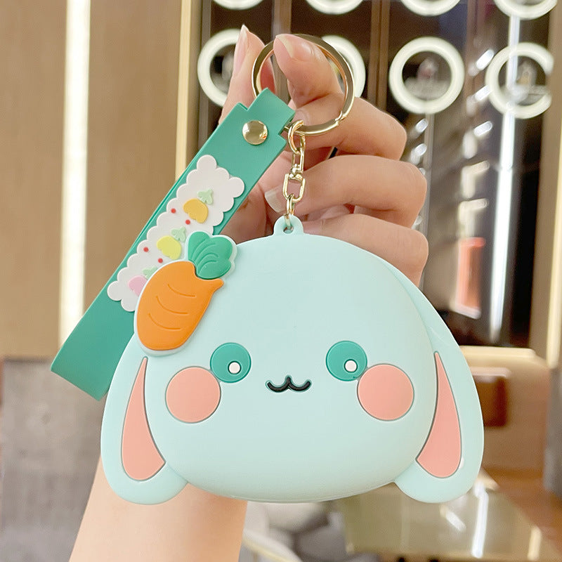 Cartoon Silicone Rabbit Shaped Keychain Earphone Storage Bag