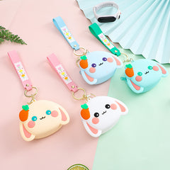 Cartoon Silicone Rabbit Shaped Keychain Earphone Storage Bag