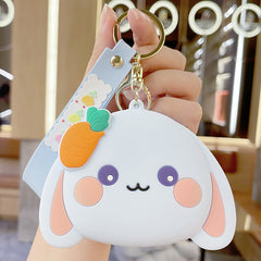 Cartoon Silicone Rabbit Shaped Keychain Earphone Storage Bag