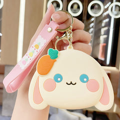 Cartoon Silicone Rabbit Shaped Keychain Earphone Storage Bag