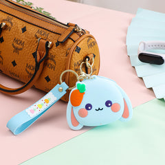 Cartoon Silicone Rabbit Shaped Keychain Earphone Storage Bag