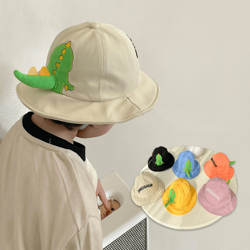 Kids Dino Tail Decor Sun Protection Bucket Hat for Boys