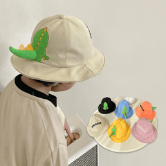 Kids Dino Tail Decor Sun Protection Bucket Hat for Boys