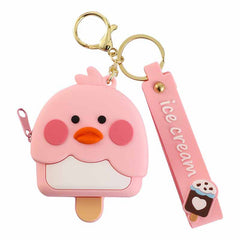 Girls Cartoon Yellow Duck Zero Wallet Keychain Pendant
