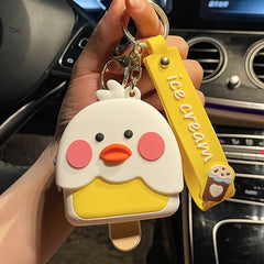 Girls Cartoon Yellow Duck Zero Wallet Keychain Pendant