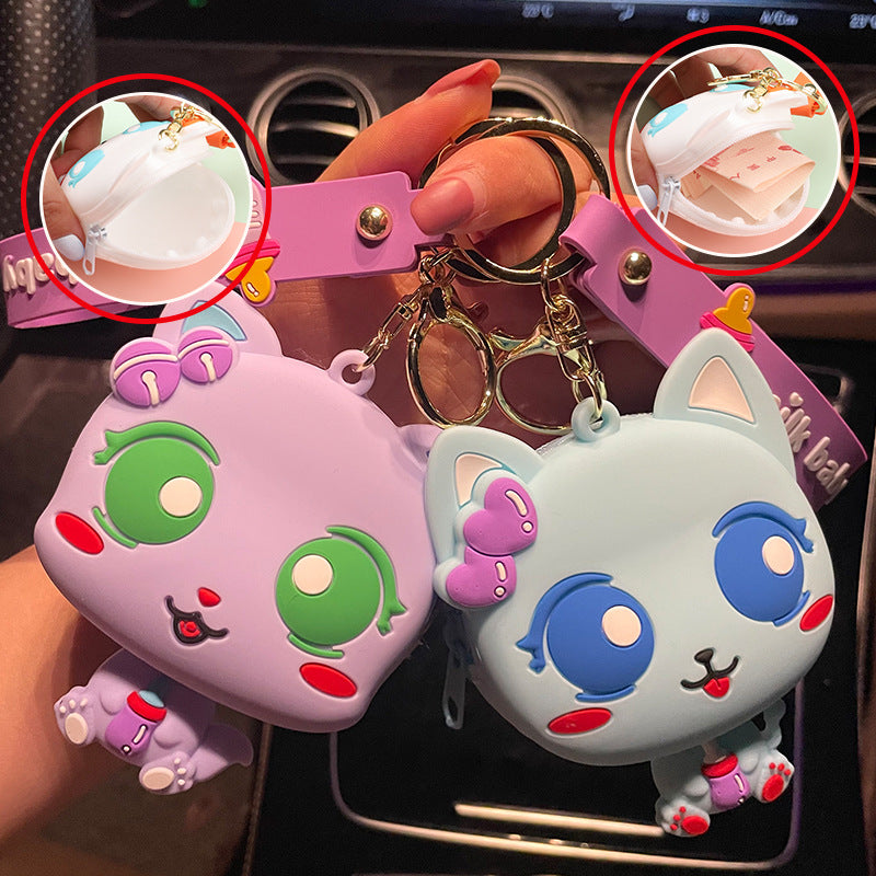 Mini Silicone Baby Zero Wallet Keychain Couple Bag Coin Earphone Storage Bag