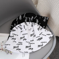 Graffiti Print Reversible Bucket Hat Hip Hop Unisex Fisherman Cap
