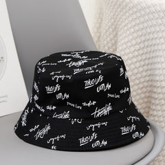 Graffiti Print Reversible Bucket Hat Hip Hop Unisex Fisherman Cap