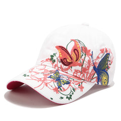 Men's Butterflies Flower Embroidery Caps Snapback Baseball Cap