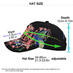 Men's Butterflies Flower Embroidery Caps Snapback Baseball Cap