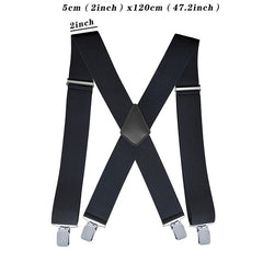 Fasker Mens Suspenders X Back 5cm Wide Solid Straight Heavy Duty Clip Suspenders