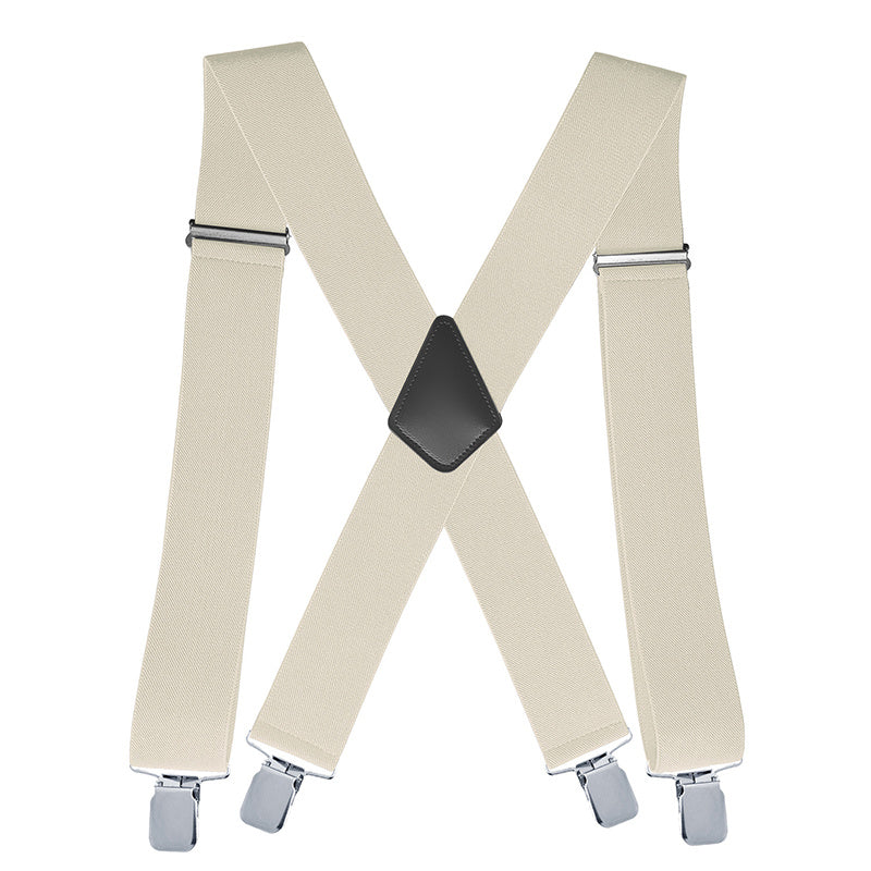 Fasker Mens Suspenders X Back 5cm Wide Solid Straight Heavy Duty Clip Suspenders