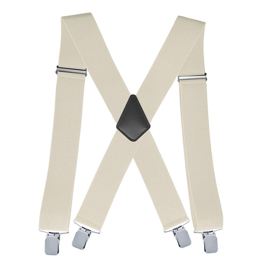Fasker Mens Suspenders X Back 5cm Wide Solid Straight Heavy Duty Clip Suspenders