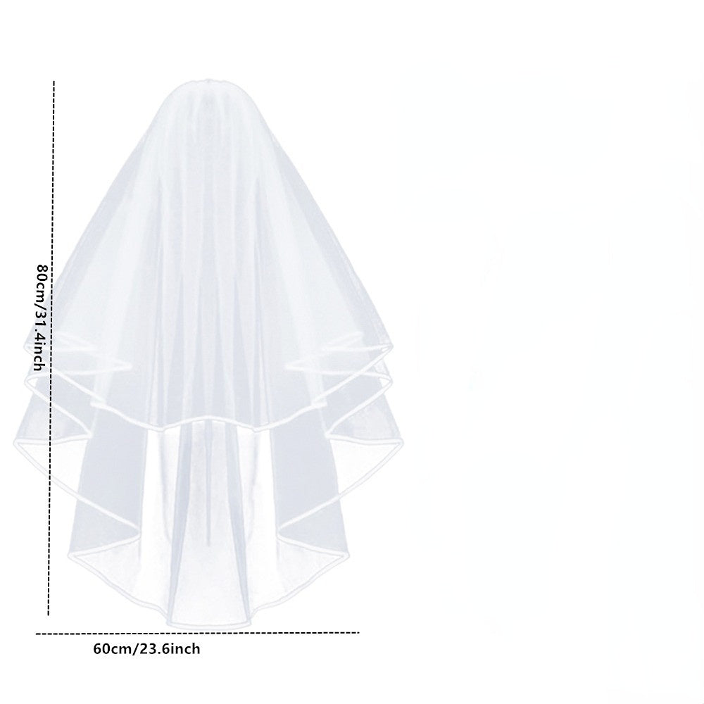 Ribbon Edge Head Veil Bridal Veil Wedding Accessories