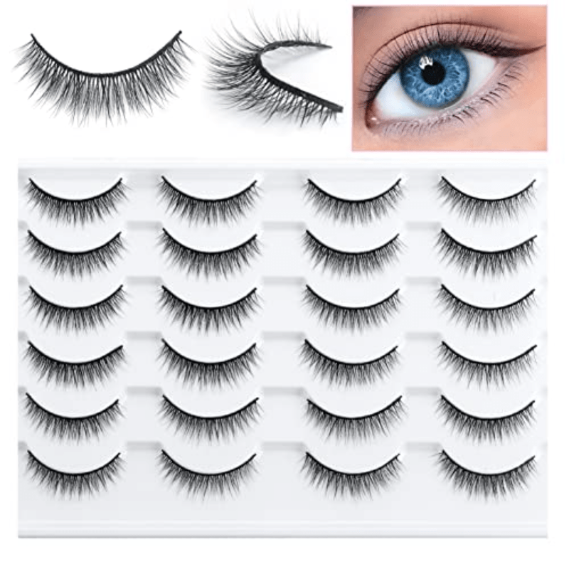 12 Pairs Wispy Natural Look 11mm 3D Mink Lashes