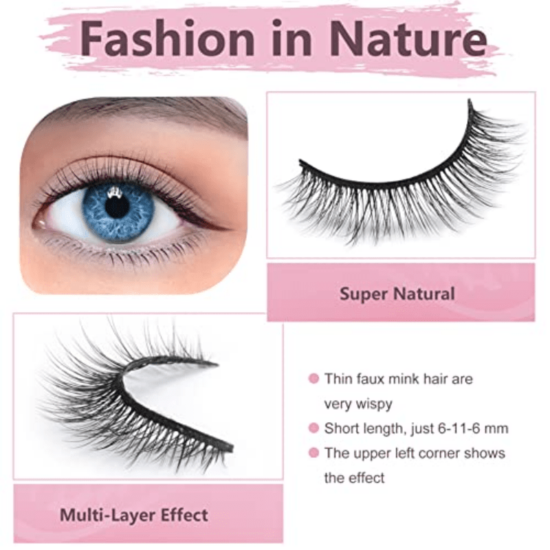 12 Pairs Wispy Natural Look 11mm 3D Mink Lashes