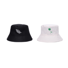 Reversible Cotton Couple Bucket Hat Embroidery Casual Sun Hats