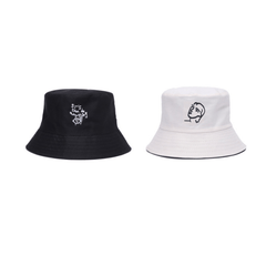 Reversible Cotton Couple Bucket Hat Embroidery Casual Sun Hats