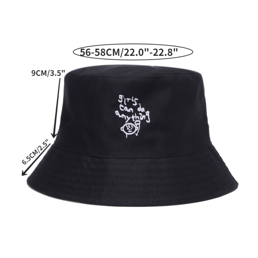 Reversible Cotton Couple Bucket Hat Embroidery Casual Sun Hats