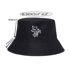 Reversible Cotton Couple Bucket Hat Embroidery Casual Sun Hats