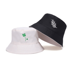 Reversible Cotton Couple Bucket Hat Embroidery Casual Sun Hats